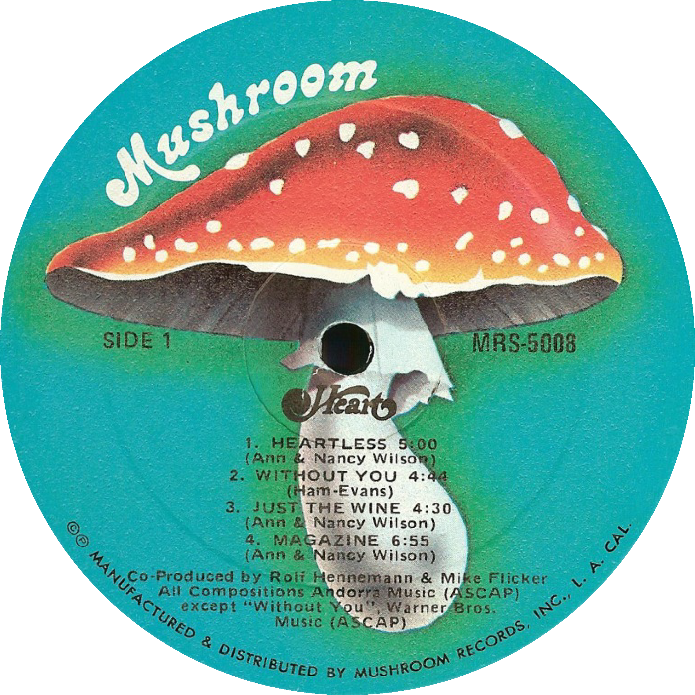 Heart mushroom records vinyl label logo