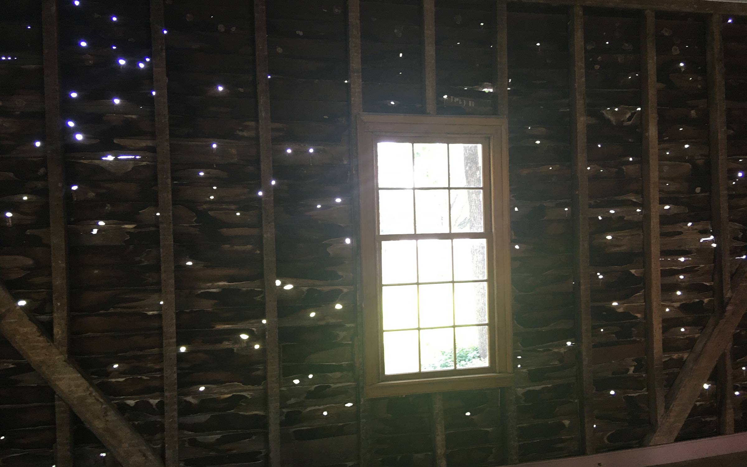 Extant Civil War bullet holes at the Carter House in Franklin, TN