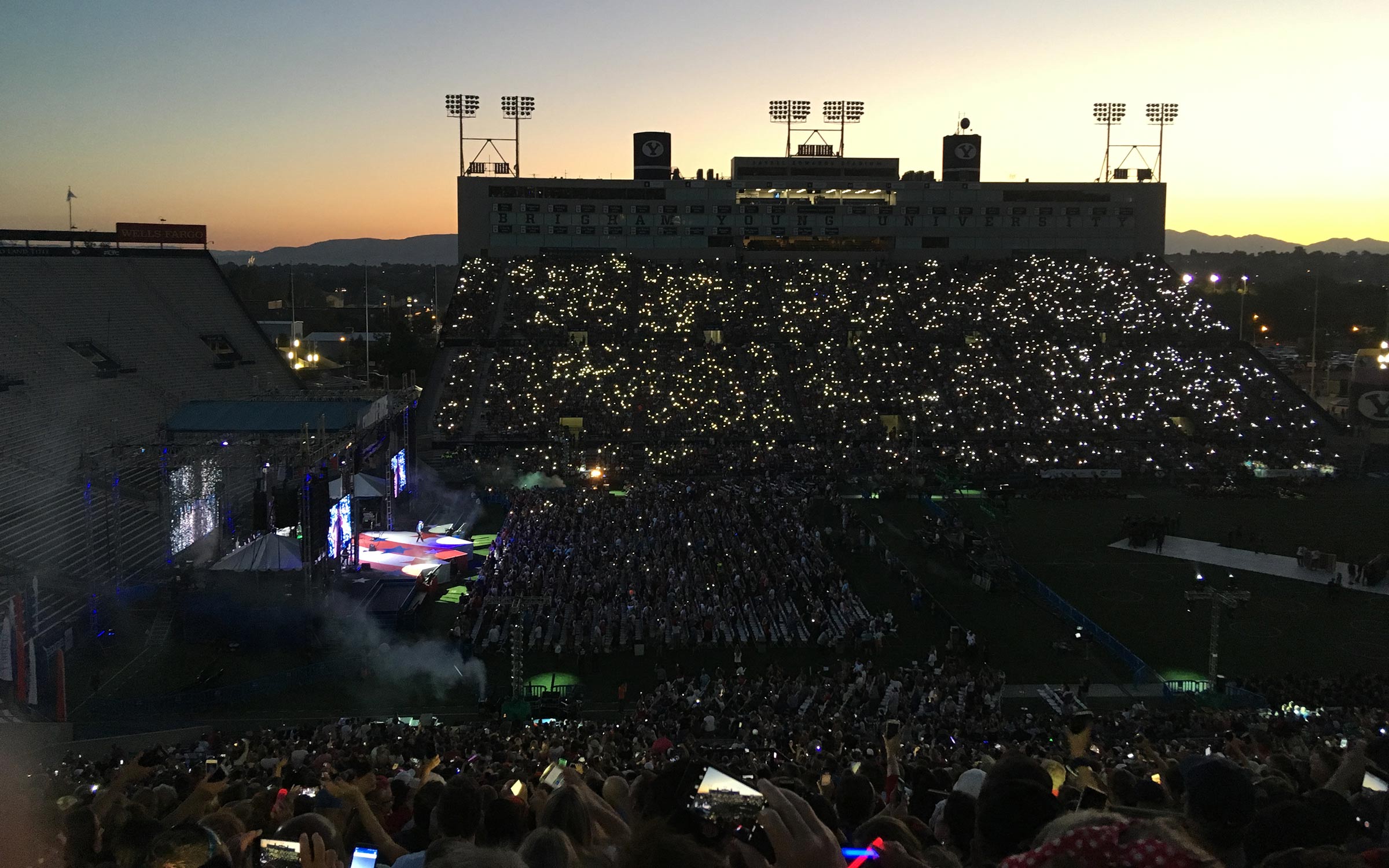 4th of July Stadium of Fire at Brigham Young University with One Republic on stage
