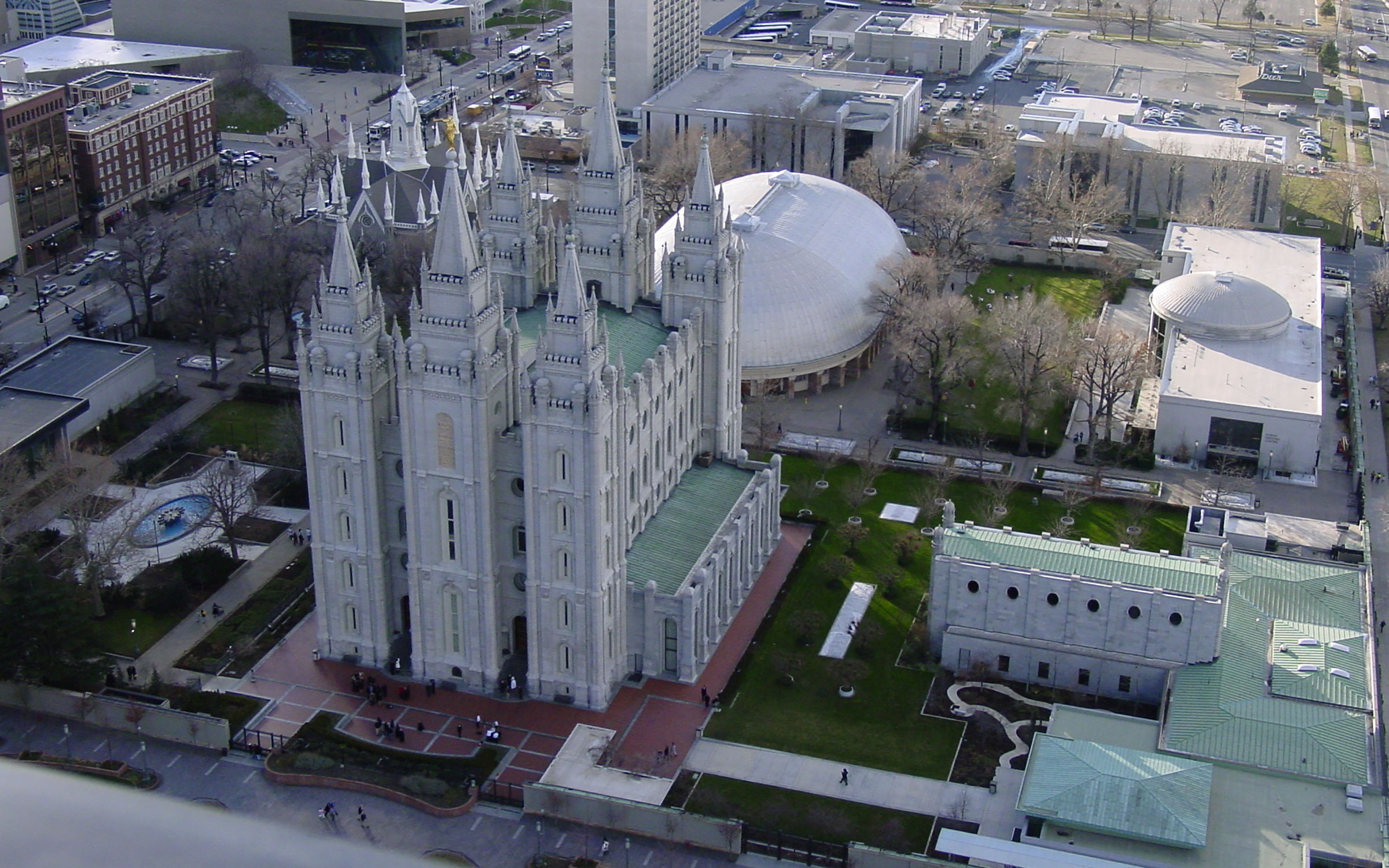 Salt Lake City Temple from high above, an important place to me