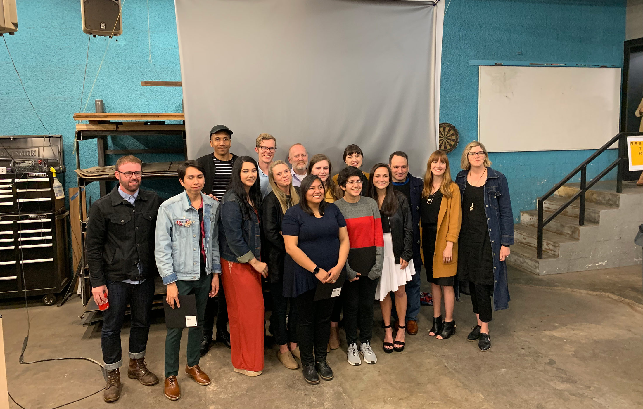 2019 graduates and faculty at the senior show and party