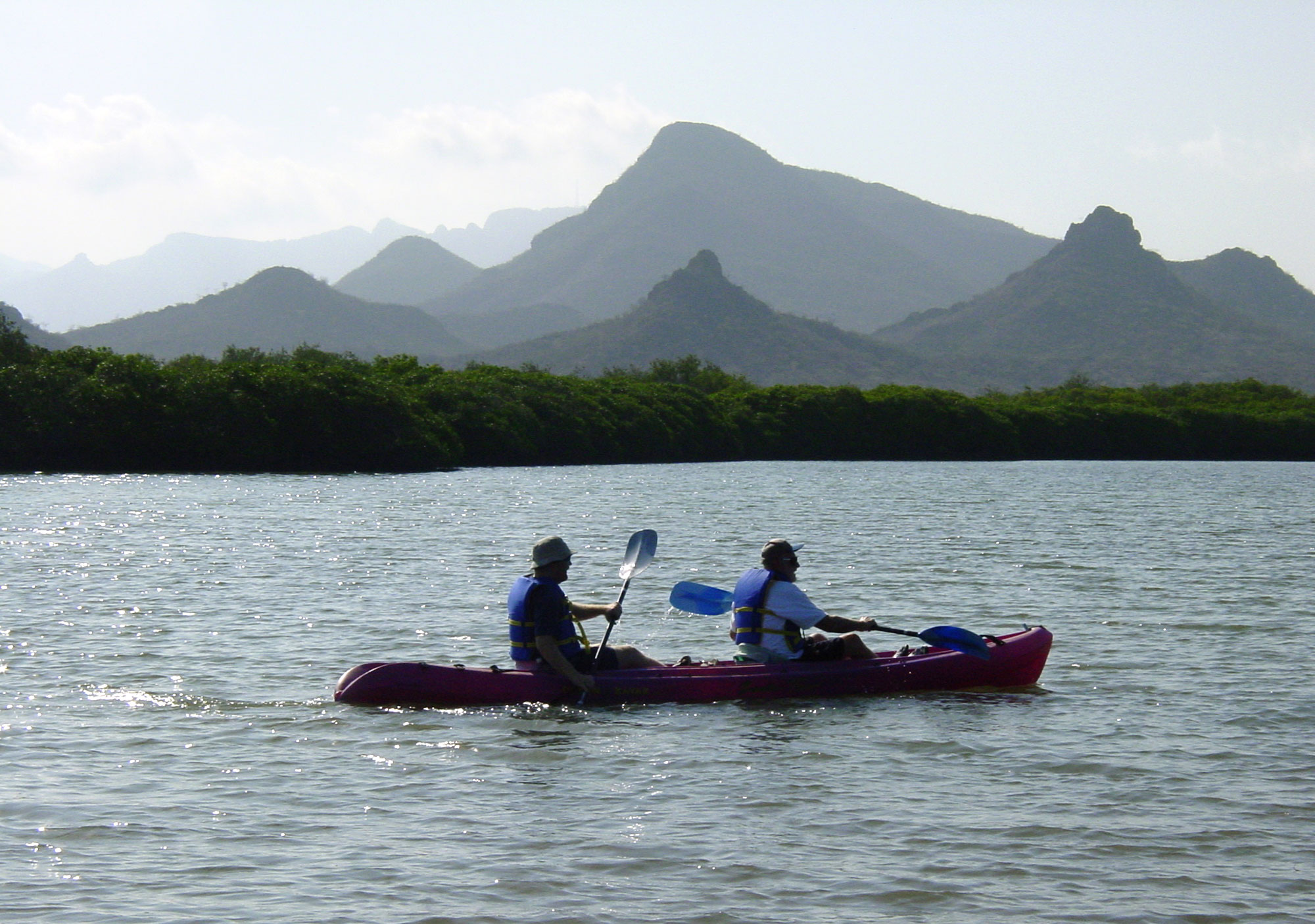 Dad and I kayaking in San Carlos, Mexico, a favorite family destination