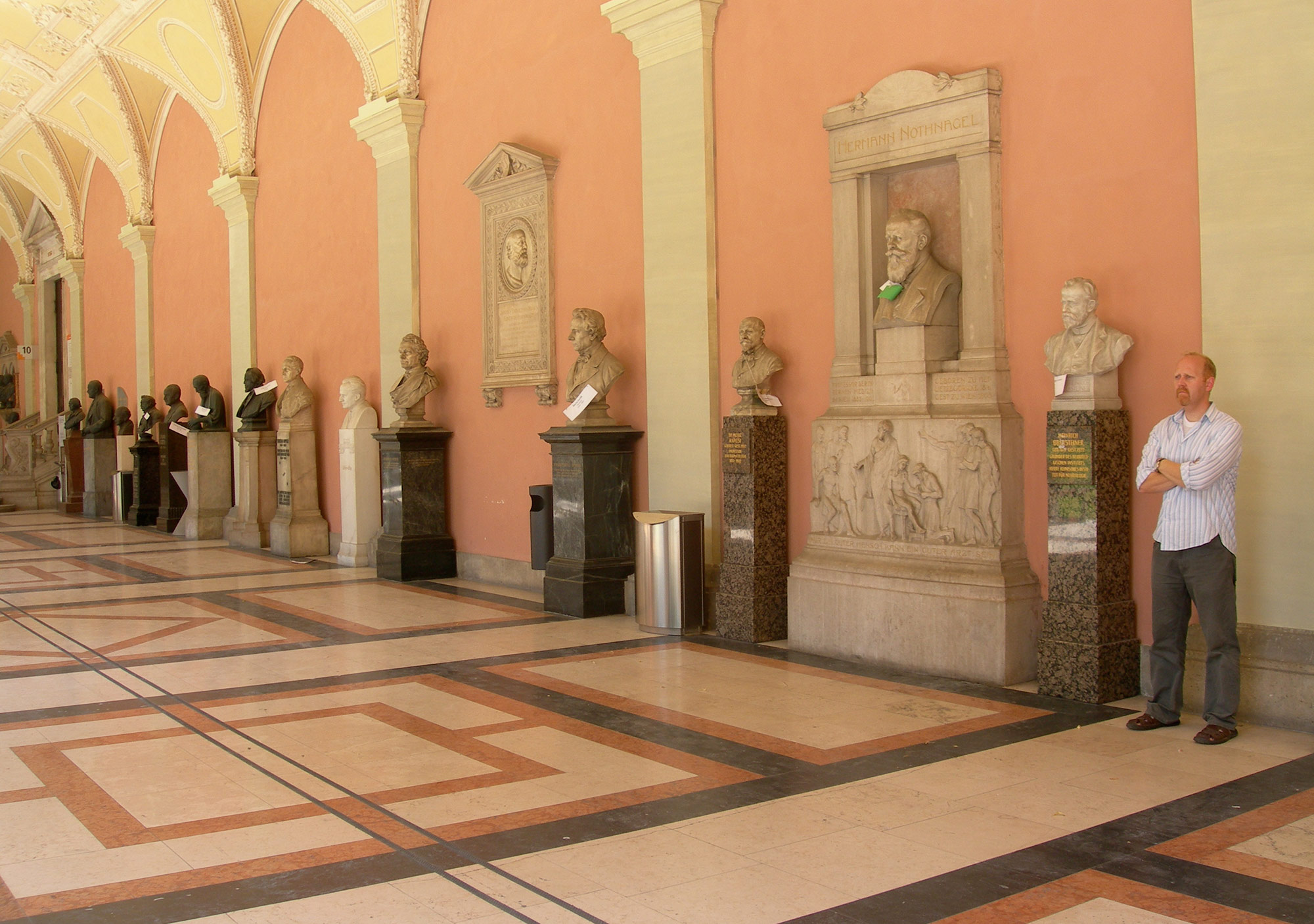 Standing in the University of Vienna (Austria) during a visit to the campus.